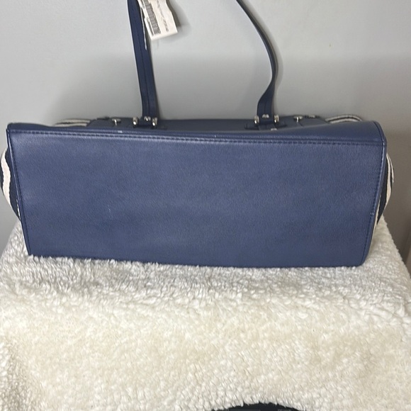 Christian Lacroix Navy and Cream Striped Tote - Picture 6 of 7